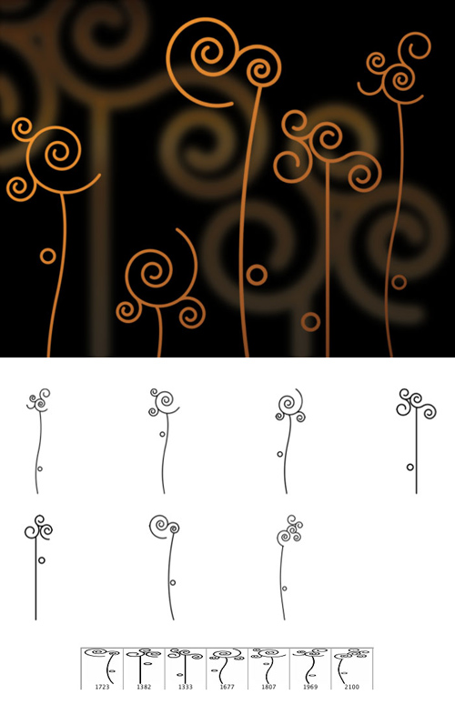 Abstract Flowers Brushes Set