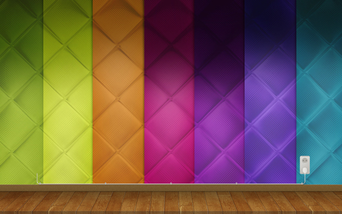 A wall with colored wallpaper