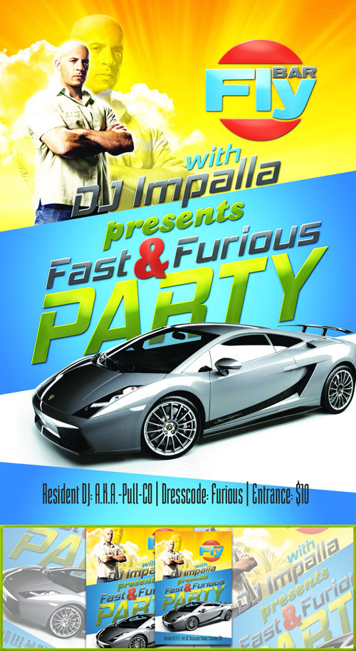 Fast & Furious Party Flyer Psd