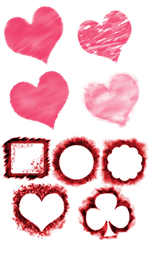 Painted Heart Brushes Set