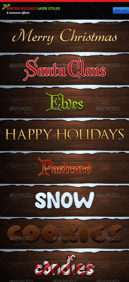 Graphicriver: Winter Holidays Layer Styles