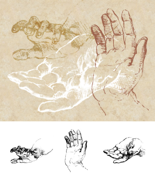 Sketches of Hands Brushes Set