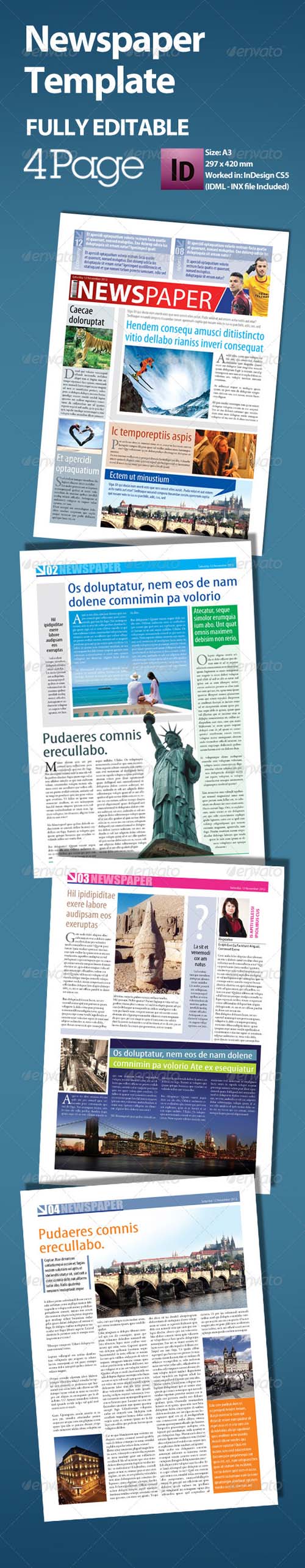 GraphicRiver - Newspaper Template A3 Format 4 Page
