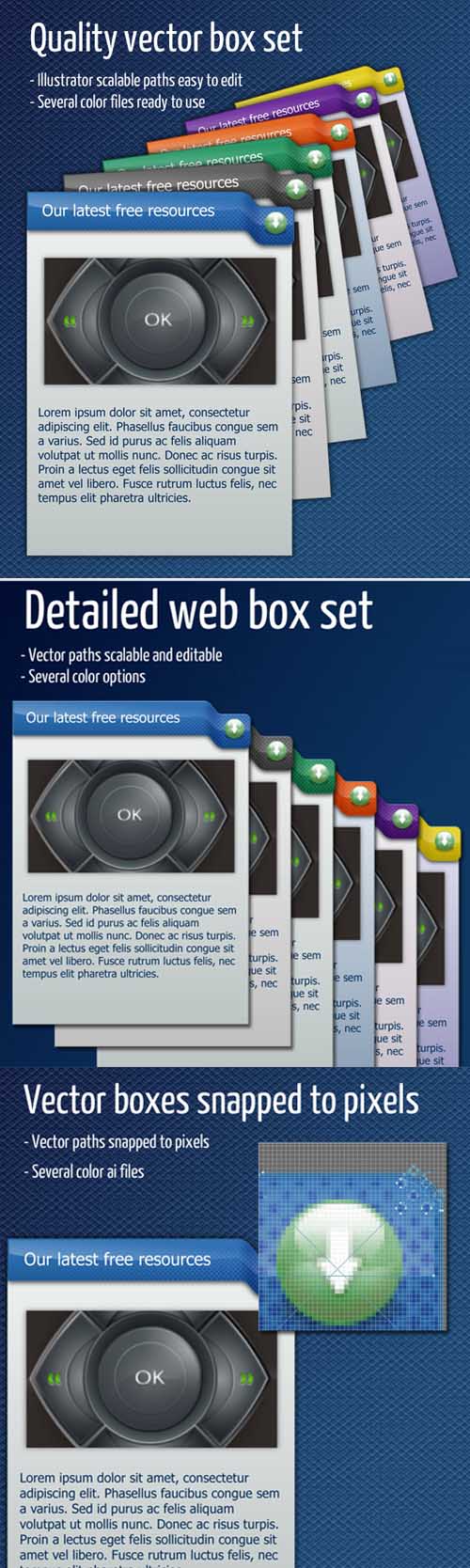 Colorful Website Boxes Set