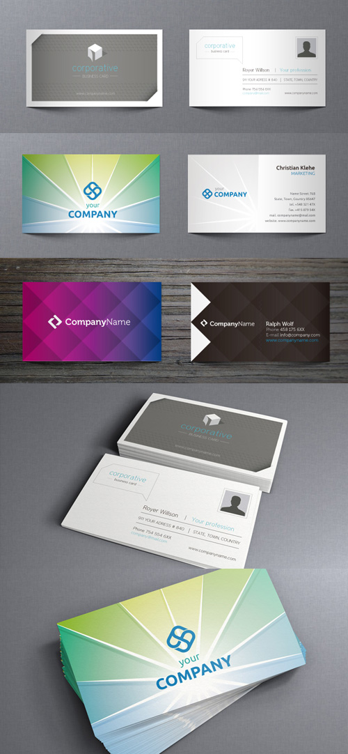 Modern Vector Business Cards pack 3
