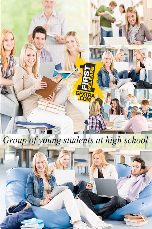 Group of Young Students at High School II, 5xJPG