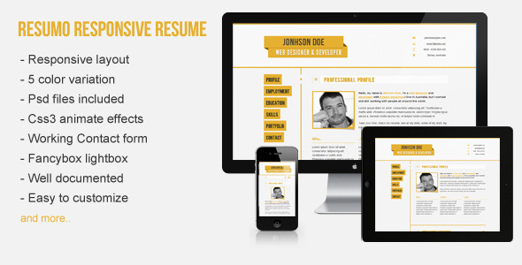 Responsive Resume/CV Resumo - ThemeForest