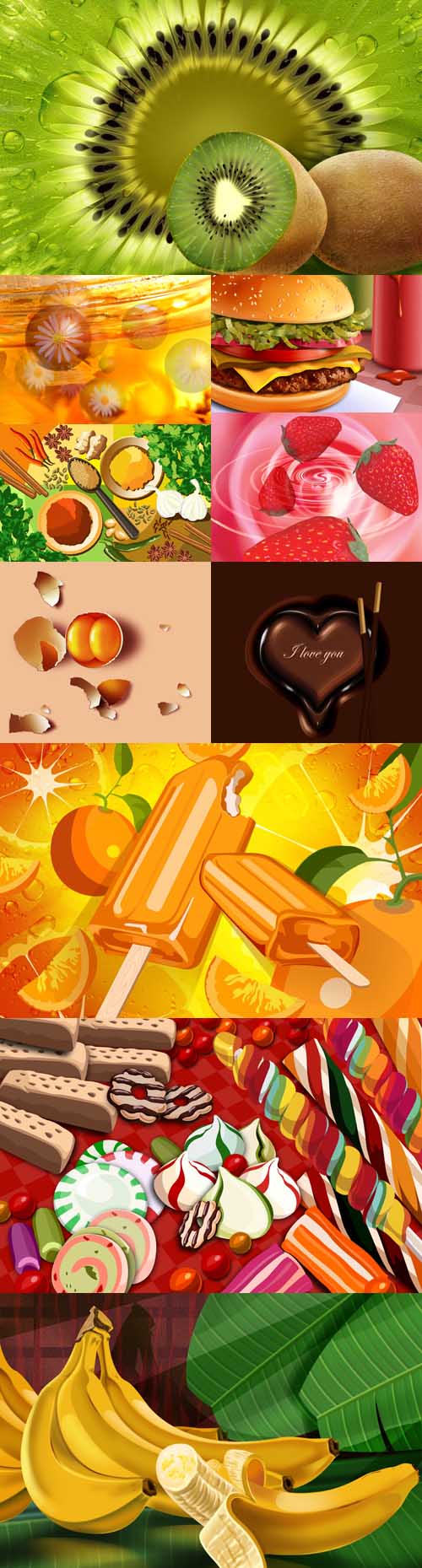 Collection of fruits and sweets Psd Sources