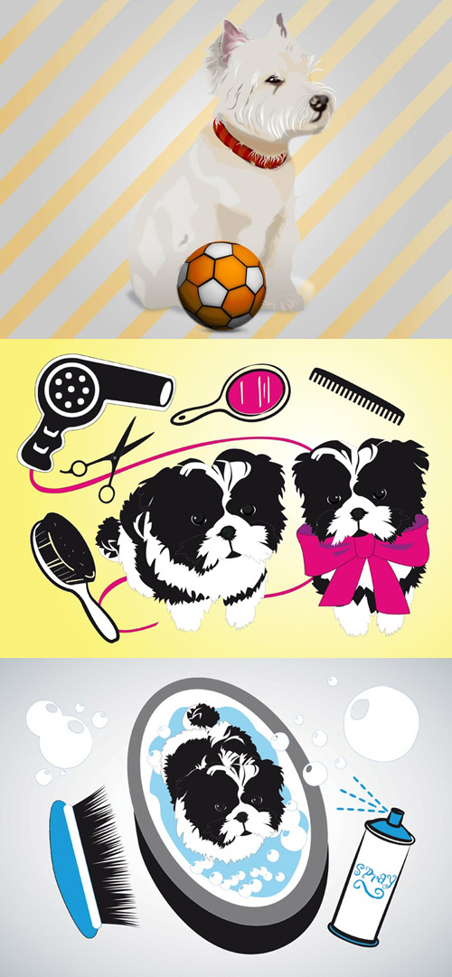 Vector Cute Puppy and Cute Dogs Beauty Salon