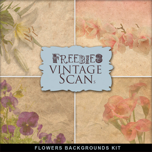 Scrap-Kit - Papers Style Backgrounds With Flowers