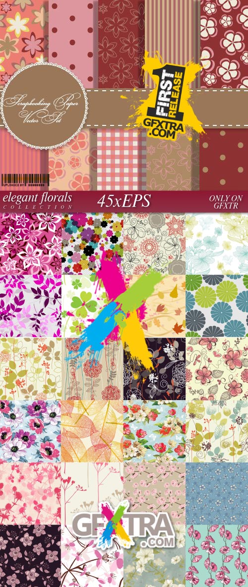 Amazing Elegant Floral Seamless Patters 45xEPS