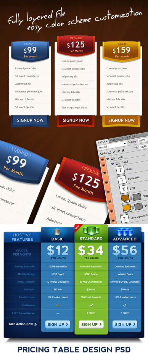 Pricing Boxes PSD Template