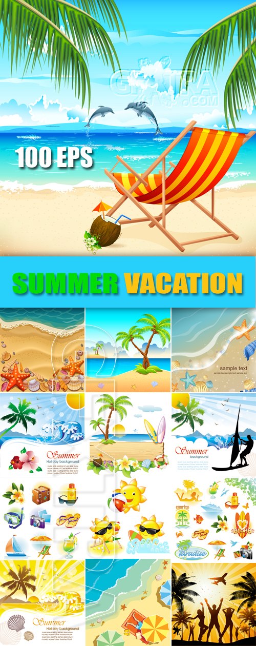 Summer Tropical Vacation Vectors 100xEPS