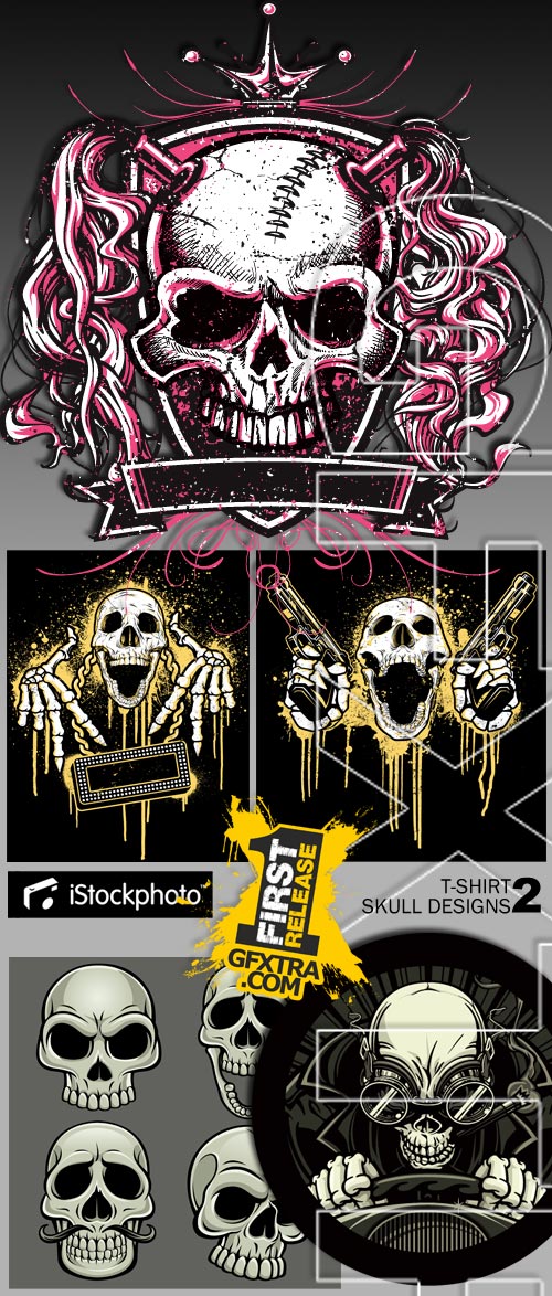 T-Shirt Skull Designs II, 10xEPS