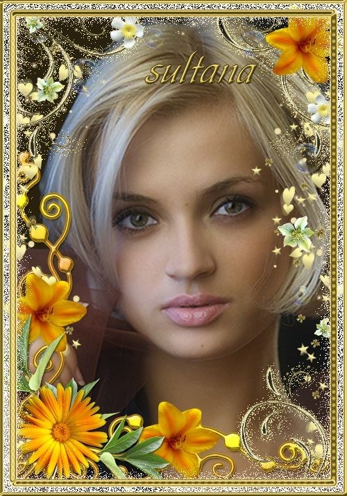 Women\'s frame for photo - Yellow flowers with golden curls
