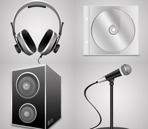 Cd, Headphone and microphone Music Psd Files