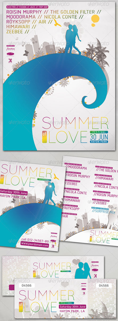 GraphicRiver - Summer of Love - Poster, Flyer, Ticket Set