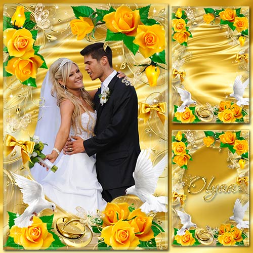 Golden wedding frame for a photoshop - Ah, this wedding