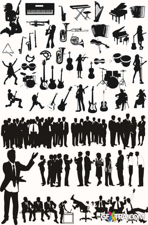 Music and Business - Vector Silhouette