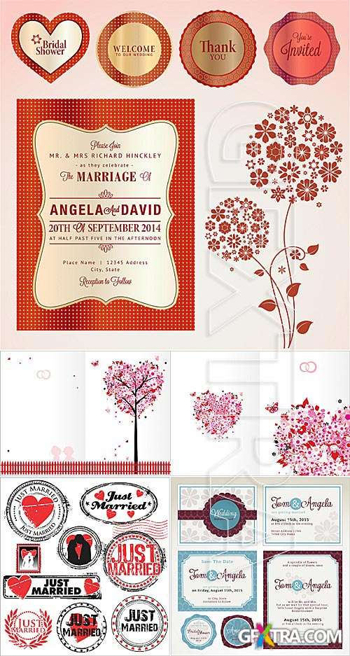 Wedding invitation cards and elements