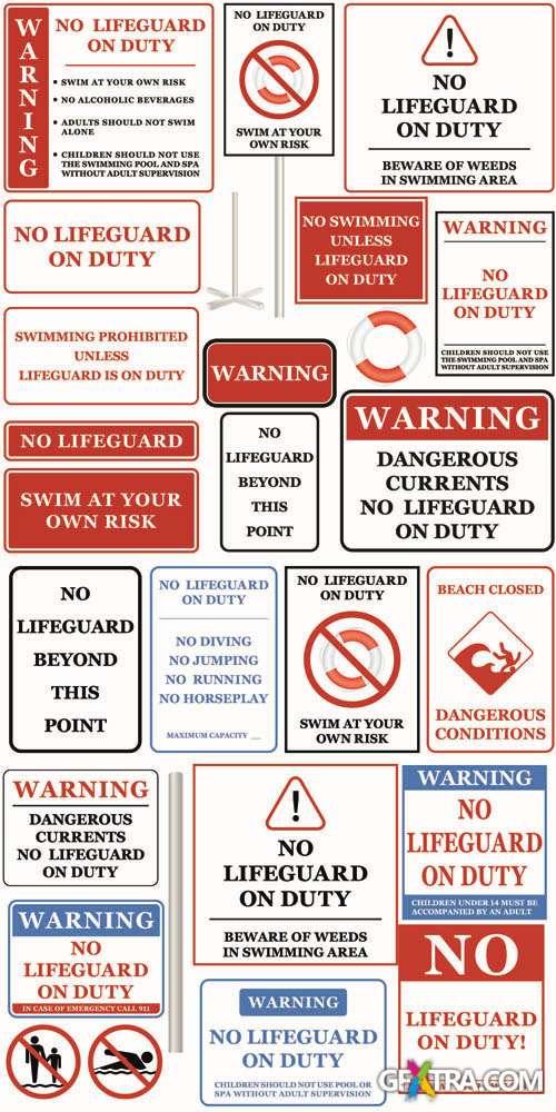 Warning on Water - Vector Signs Collection #2