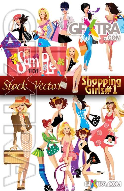Shopping Girls #1 - Stock Vector