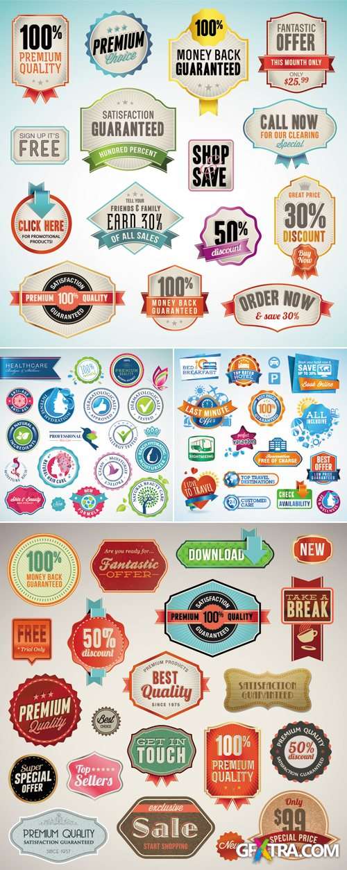 Various Stickers, badges & Labels 4xEPS