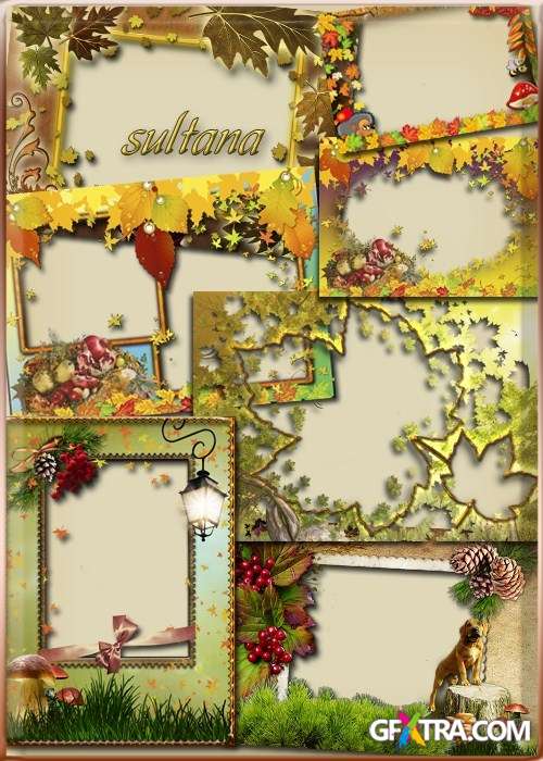 Collection of autumn frames - Golden leaves whirl, this fall we received
