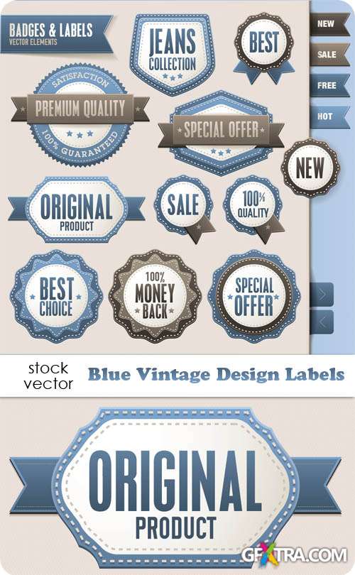 Vectors - Blue Vintage Design Labels