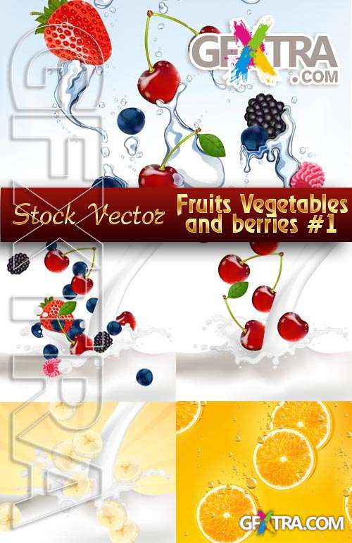 Fruits, vegetables and berries #1 - Stock Vector