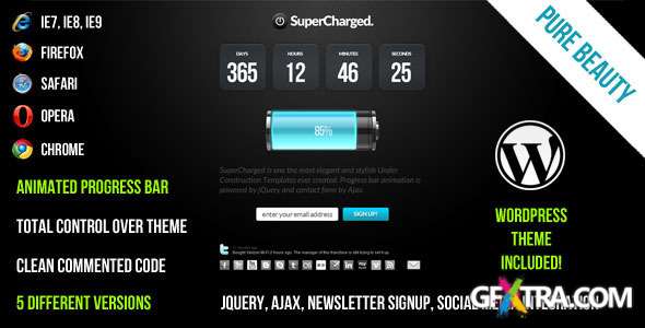 SuperCharged Under Construction Template + WPTheme, ThemeForest