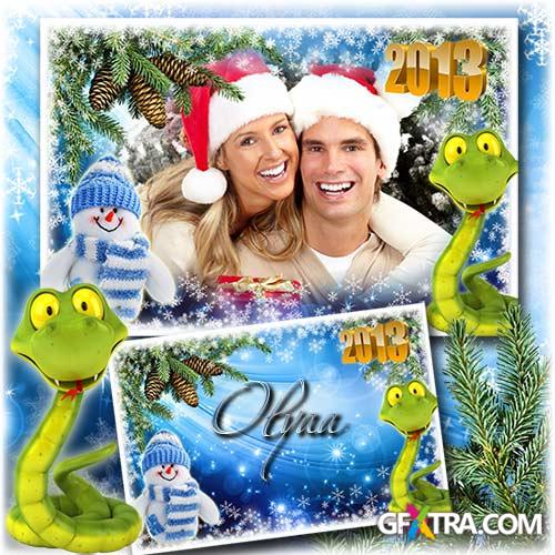 The New Year\'s frame for a photoshop with a symbol of 2013, a snake - The holiday comes nearer