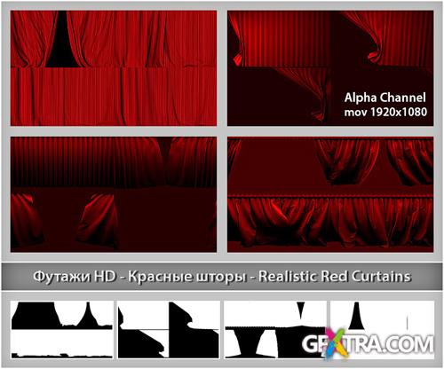 Alpha Channel Footage HD - Red Curtains - Creative Video Footage