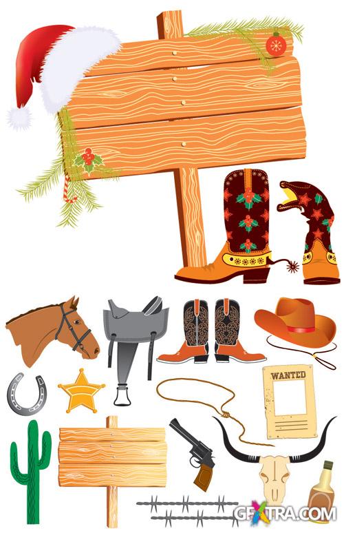 Attributes of the cowboy - Creative Western Style Vector Images