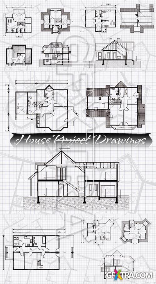 House Project Drawings 5xEPS Shutterstock