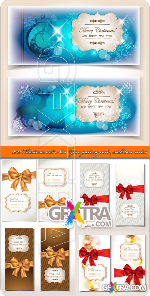 2015 Christmas and New Year greeting card with bow vector