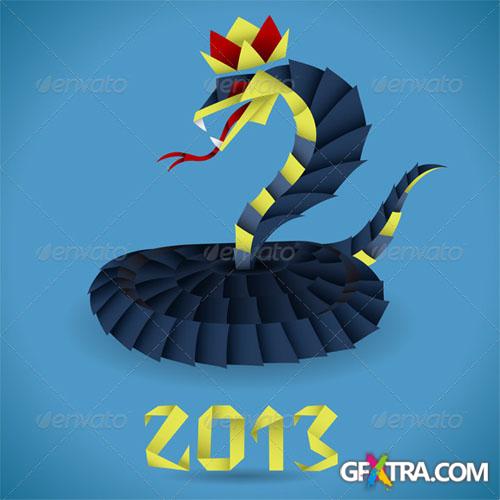 GraphicRiver - Paper Origami Snake with 2013 Year 2951959