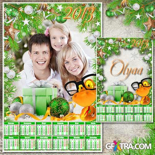 New Year\'s calendar 2013 with an orange snake