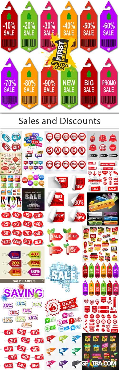 Sales and Discounts - 25 EPS Vector Stock