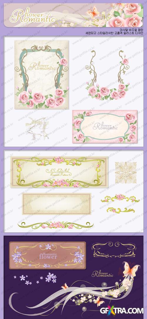 Romantic floral vector borders and frames v2