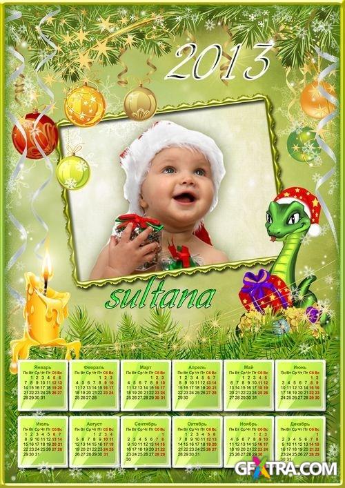 Green New Year\'s calendar for 2013 - a favorite holiday is approaching