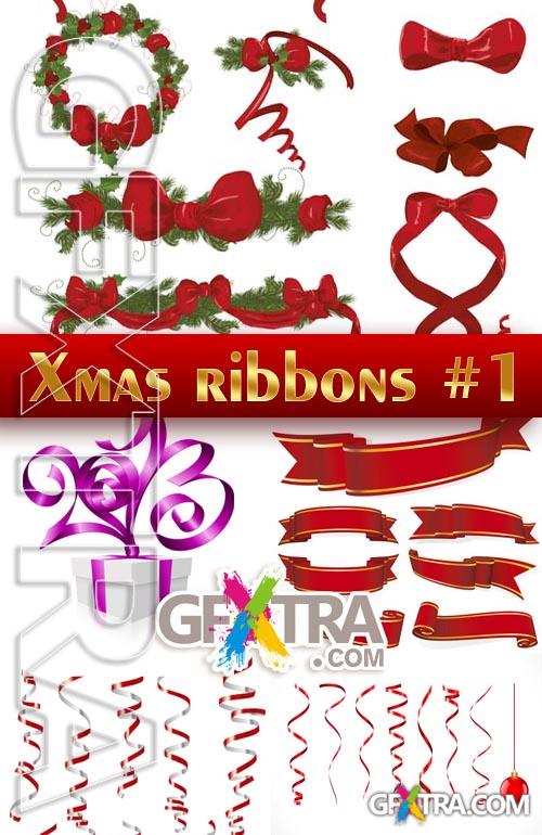 Christmas ribbon #1 - Stock Vector