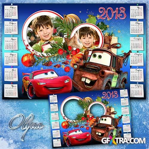 New Year\'s calendar 2013 with cars