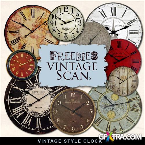 Scrap-kit - Vintage Style Clock Illustrations For Creative Design