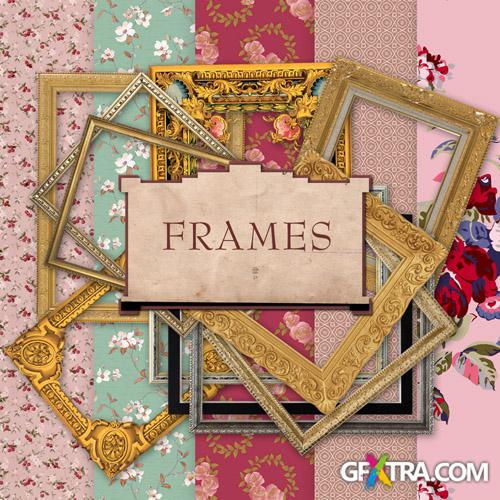 Scrap-set - Old Vintage Cluster Frames And Papers