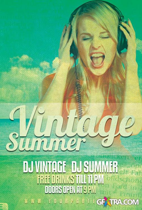 Vintage Summer Party Flyer/Poster PSD Template