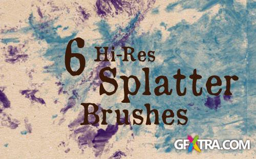 6 Hi-Res Splatter Photoshop Brushes