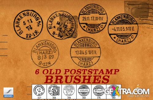 6 Old Poststamp Photoshop Brushes