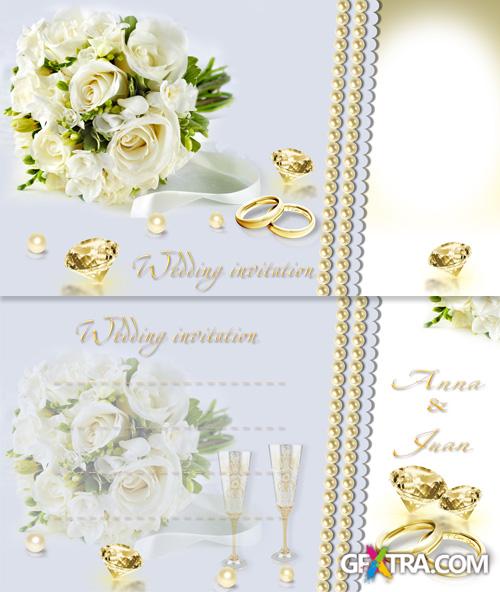 Gold Wedding Invitation Template with Roses
