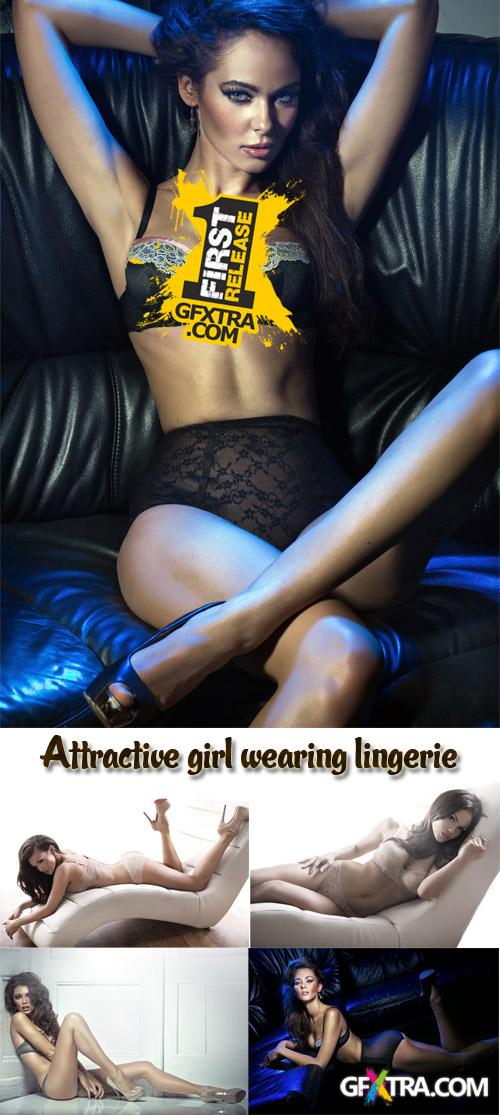 Stock Photo: Attractive girl wearing lingerie